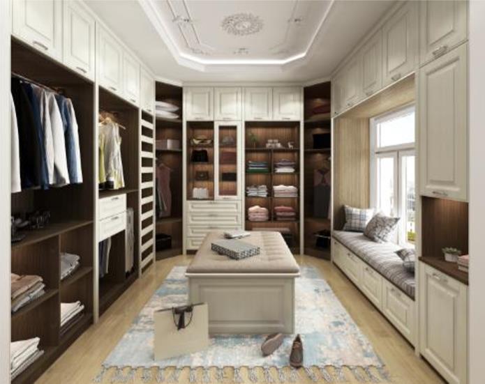 全鋁衣帽間-02（風(fēng)格：簡歐；顏色：胡桃白橡）