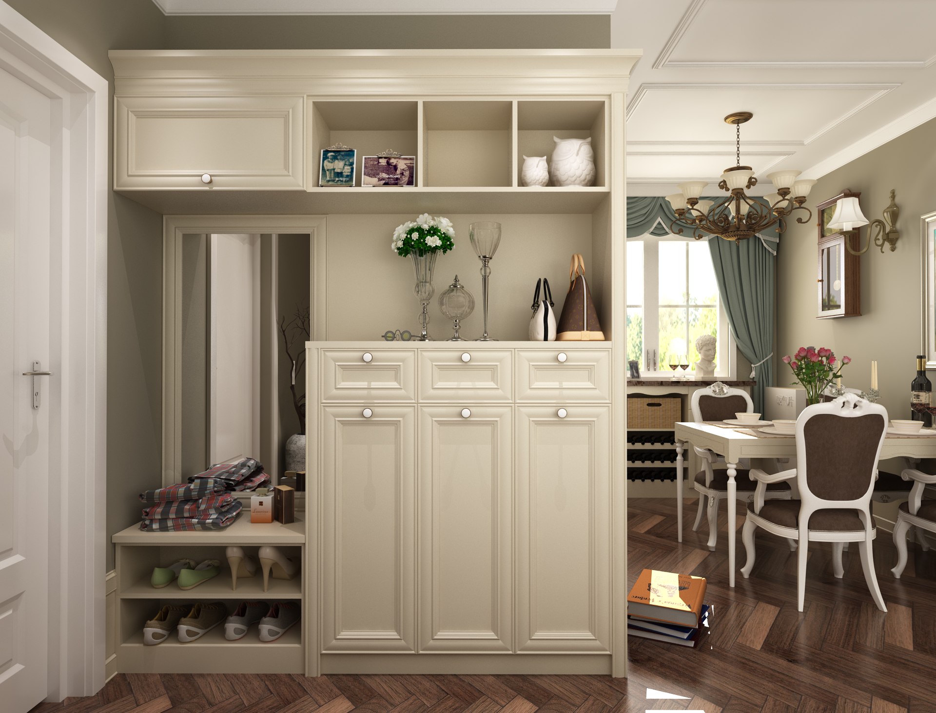 全鋁鞋柜-01（風(fēng)格：簡歐；顏色：象牙白）