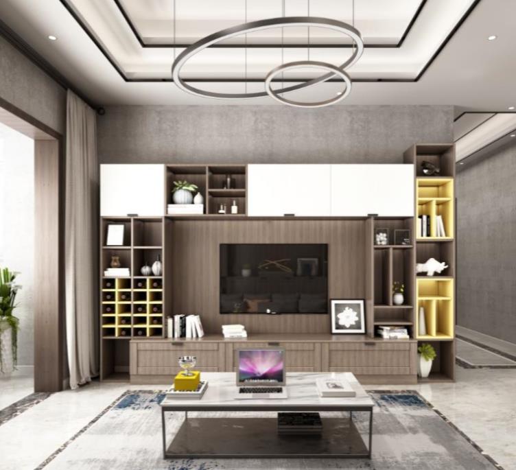 全鋁電視柜-01（風(fēng)格：現(xiàn)代；顏色：胡桃木暖白）